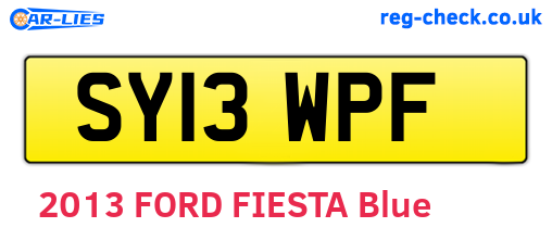 SY13WPF are the vehicle registration plates.