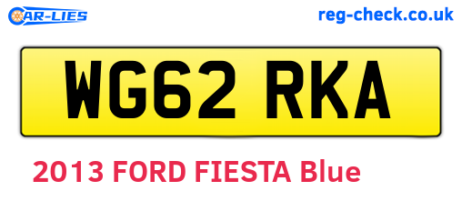 WG62RKA are the vehicle registration plates.