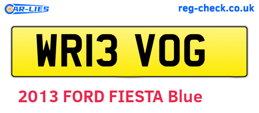 WR13VOG are the vehicle registration plates.