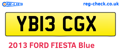 YB13CGX are the vehicle registration plates.