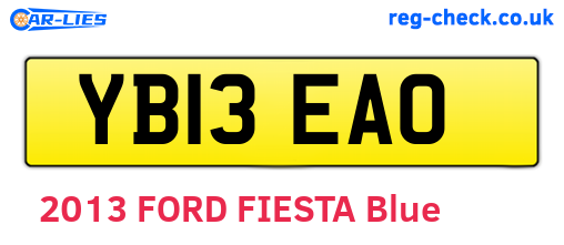 YB13EAO are the vehicle registration plates.