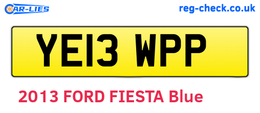 YE13WPP are the vehicle registration plates.