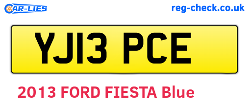 YJ13PCE are the vehicle registration plates.