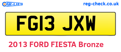 FG13JXW are the vehicle registration plates.