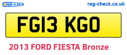 FG13KGO are the vehicle registration plates.