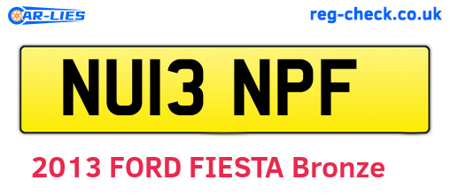 NU13NPF are the vehicle registration plates.