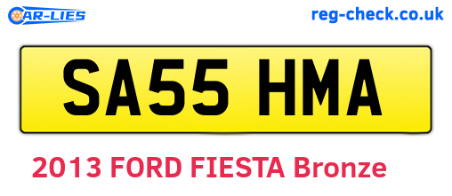 SA55HMA are the vehicle registration plates.