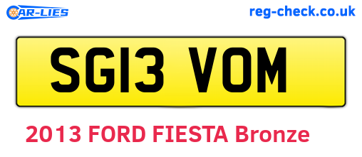 SG13VOM are the vehicle registration plates.
