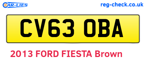 CV63OBA are the vehicle registration plates.