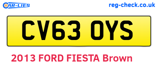 CV63OYS are the vehicle registration plates.