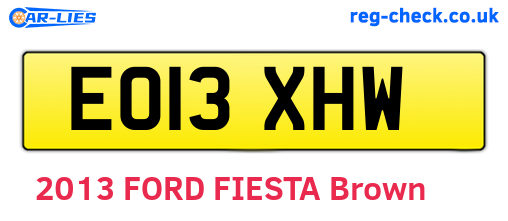 EO13XHW are the vehicle registration plates.