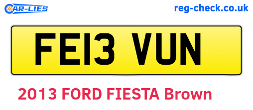 FE13VUN are the vehicle registration plates.