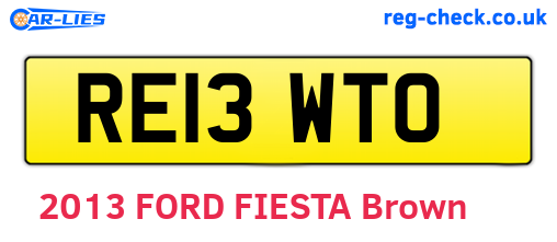 RE13WTO are the vehicle registration plates.
