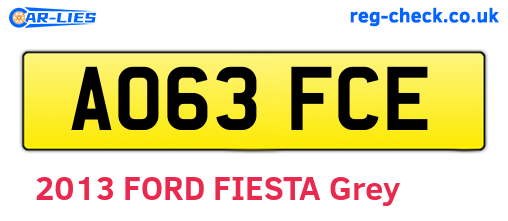 AO63FCE are the vehicle registration plates.