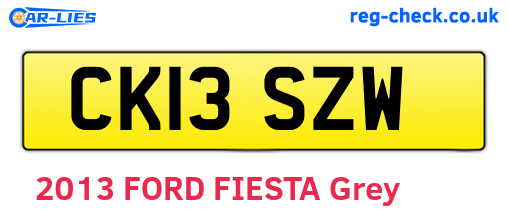 CK13SZW are the vehicle registration plates.