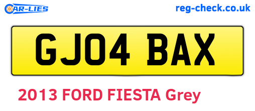 GJ04BAX are the vehicle registration plates.