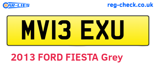 MV13EXU are the vehicle registration plates.