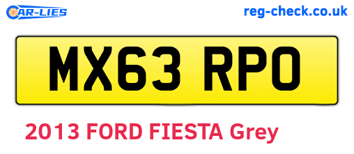 MX63RPO are the vehicle registration plates.