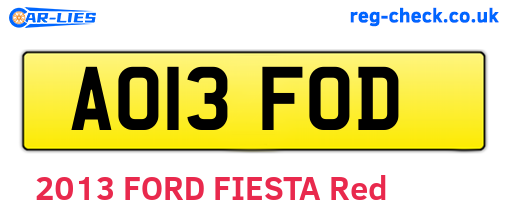 AO13FOD are the vehicle registration plates.