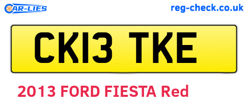 CK13TKE are the vehicle registration plates.