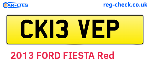 CK13VEP are the vehicle registration plates.