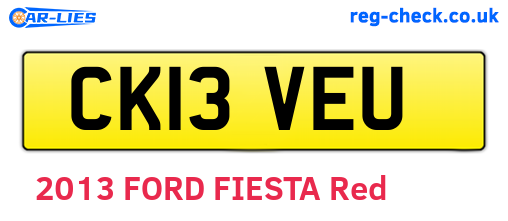 CK13VEU are the vehicle registration plates.