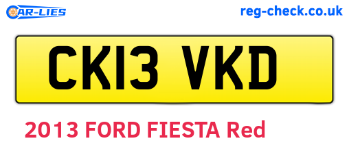 CK13VKD are the vehicle registration plates.