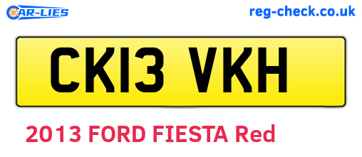 CK13VKH are the vehicle registration plates.