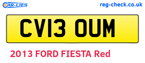 CV13OUM are the vehicle registration plates.