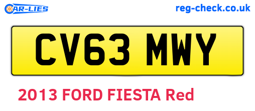 CV63MWY are the vehicle registration plates.