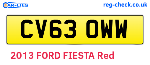 CV63OWW are the vehicle registration plates.