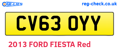 CV63OYY are the vehicle registration plates.