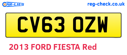 CV63OZW are the vehicle registration plates.
