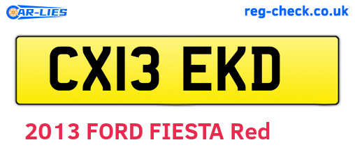 CX13EKD are the vehicle registration plates.