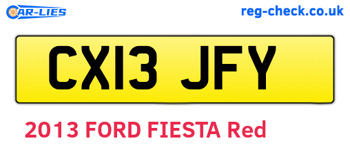 CX13JFY are the vehicle registration plates.