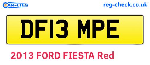 DF13MPE are the vehicle registration plates.