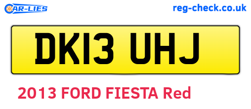 DK13UHJ are the vehicle registration plates.