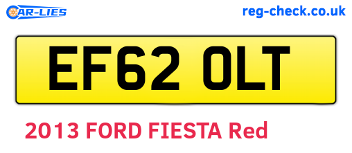 EF62OLT are the vehicle registration plates.