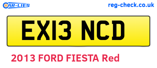 EX13NCD are the vehicle registration plates.
