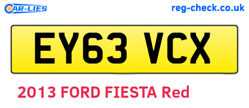 EY63VCX are the vehicle registration plates.