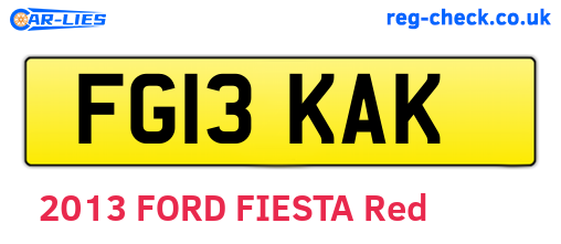 FG13KAK are the vehicle registration plates.