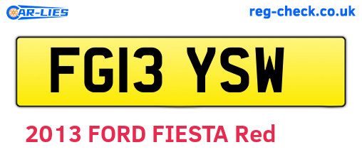 FG13YSW are the vehicle registration plates.