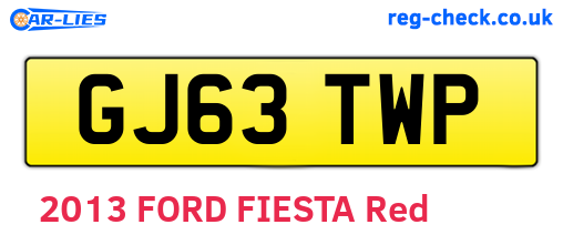 GJ63TWP are the vehicle registration plates.
