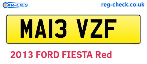 MA13VZF are the vehicle registration plates.