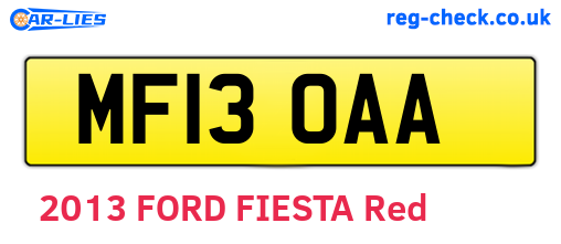MF13OAA are the vehicle registration plates.