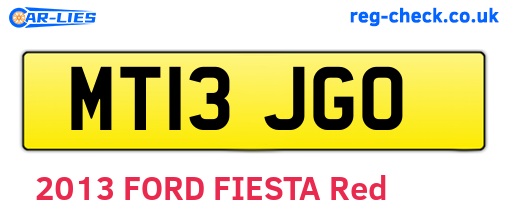 MT13JGO are the vehicle registration plates.
