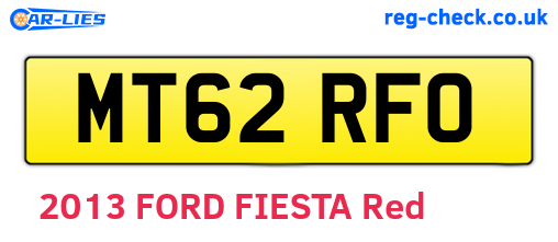 MT62RFO are the vehicle registration plates.