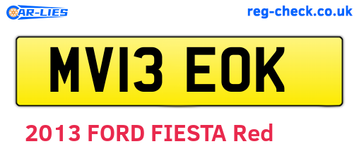 MV13EOK are the vehicle registration plates.