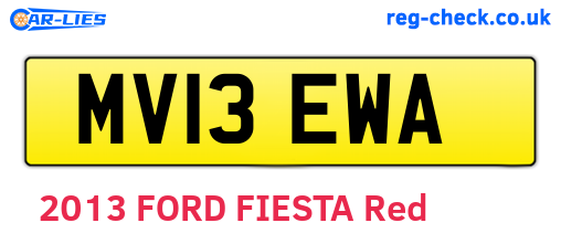MV13EWA are the vehicle registration plates.