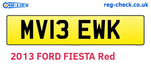 MV13EWK are the vehicle registration plates.